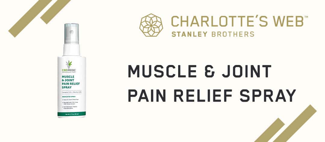 charlottes web muscle and joint pain relief spray banner