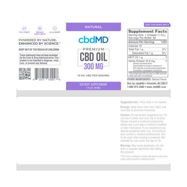 cbdmd premium cbd oil label