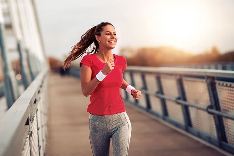woman energetically running