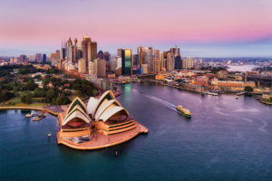 australlia with sydney opera house displayed